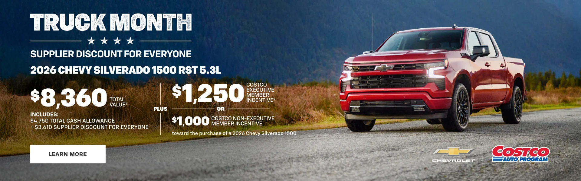 2026 Chevy Silverado 1500 RST 5.3L. $8,360 TOTAL VALUE.